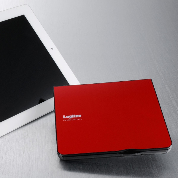 ストリーミング機能付き ポータブル USB 2.0 外付けDVDドライブ レッド 【再生品】【LDR-PUA8U2SRD-YY】【送料無料】