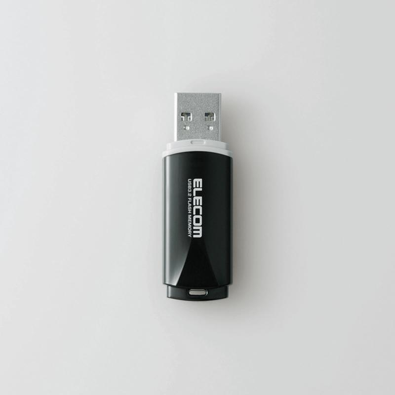 エレコム【 アウトレット 】 USBメモリ 64GB キャップ式 USB3.0 USB3.2 Gen1 読込 最大100MB/s 暗号化 セキュリティ キャップ紛失防止機能付 ブラック MF-HTU3B064GBK