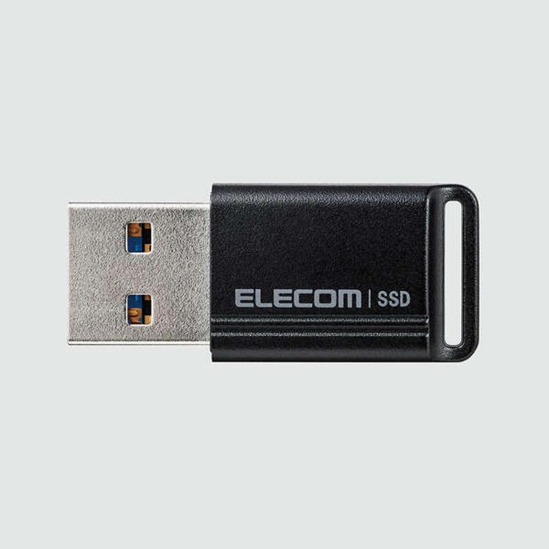 エレコム【 アウトレット 】 SSD 外付け 250GB ポータブル 超小型 キャップ式 USB3.0 USB3.2 Gen2 高速 読込 最大600MB/s テレビ録画 PS5対応 ブラック ESD-EXS0250GBK