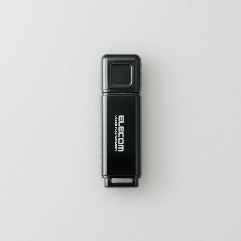 エレコム【 アウトレット 】 USBメモリ 64GB USB3.0 高速 シンプルデザイン 暗号化 セキュリティ キャップ紛失防止機能付 ブラック MF-HSU3A64GBK