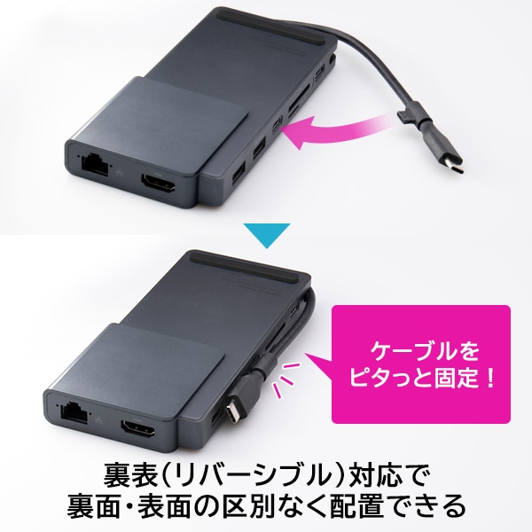 USB Type C 8in1 ポータブル ドッキングステーション iPhone 15 HDMI ハブ タイプC Type A USB 3.2 Gen 1 変換アダプタ パワーステータス LED 搭載 【LHB-LPMWP8U3PSD】 new