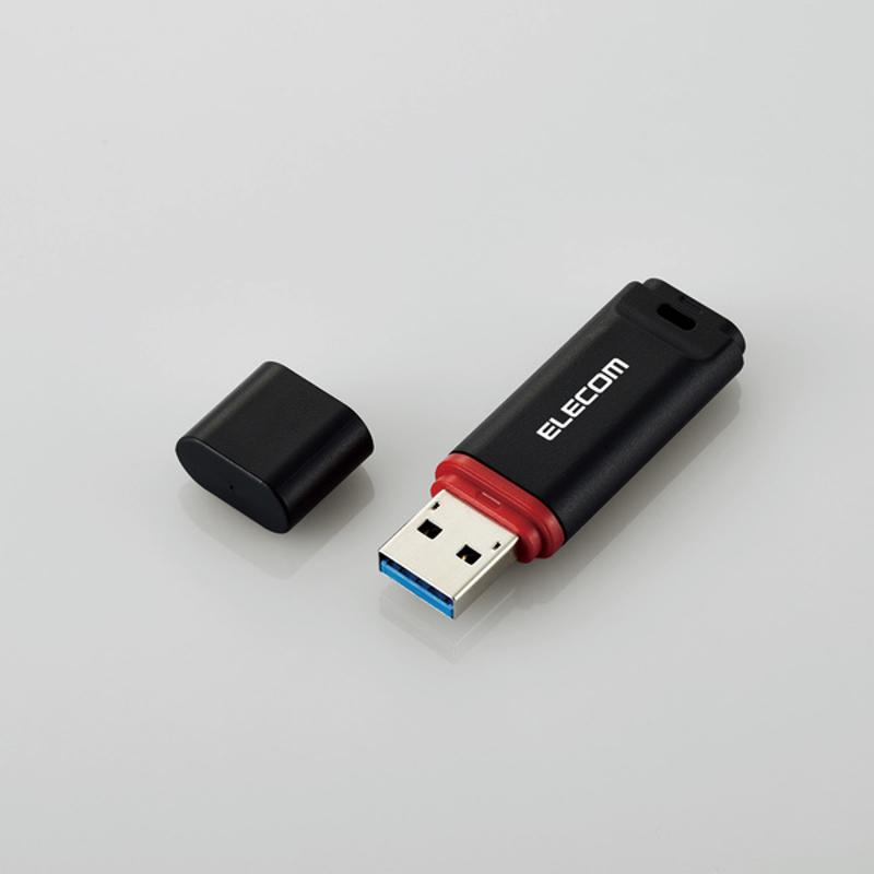 エレコム【 アウトレット 】 USBメモリ 32GB データ復旧サービス付 USB3.0 USB3.2 Gen1 読込 最大100MB/s 暗号化 パスワード セキュリティ ブラック MF-DRU3032GBKR