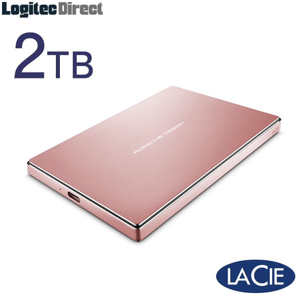 ラシー LaCie 外付けHDD ハードディスク ポルシェデザイン USB-C対応 USB3.1Gen1対応 アルミケース 2TB ローズゴールド【2A69PD】