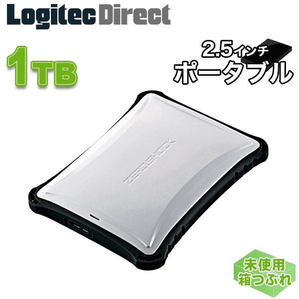ELECOM(エレコム) USB3.1(Gen1) / USB3.0対応 ZEROSHOCKポータブルハードディスク(HDD) 1TB ホワイト【ELP-ZS010UWH-LL】【未使用・箱つぶれ品】