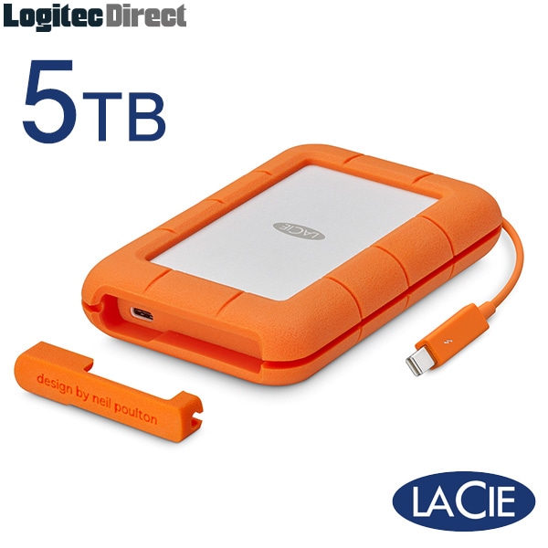 ラシー LaCie Rugged Thunderbolt HDD 5TB USB-C USB3.1(Gen2) USB3.0 USB2.0 2.5インチポータブル ハードディスク Apple Macシリーズ 【STFS5000800】