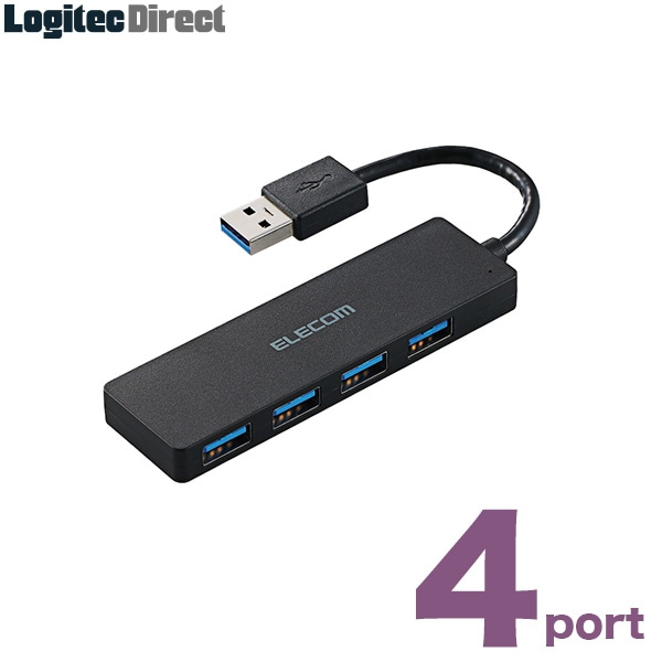 エレコム コンパクトなUSB3.1(Gen1) / USB3.0ハブ バスパワー 4ポート ブラック【U3H-A422BXBK】