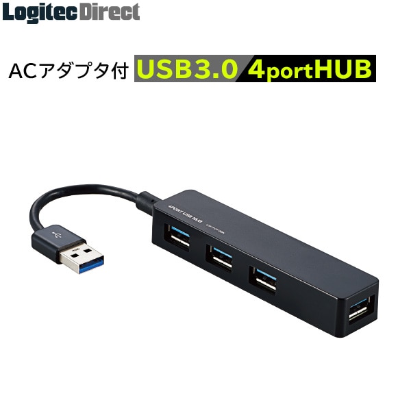 エレコム コンパクトなUSB3.1(Gen1) / USB3.0ハブ バスパワー 4ポート ブラック【U3H-FC01BBK】