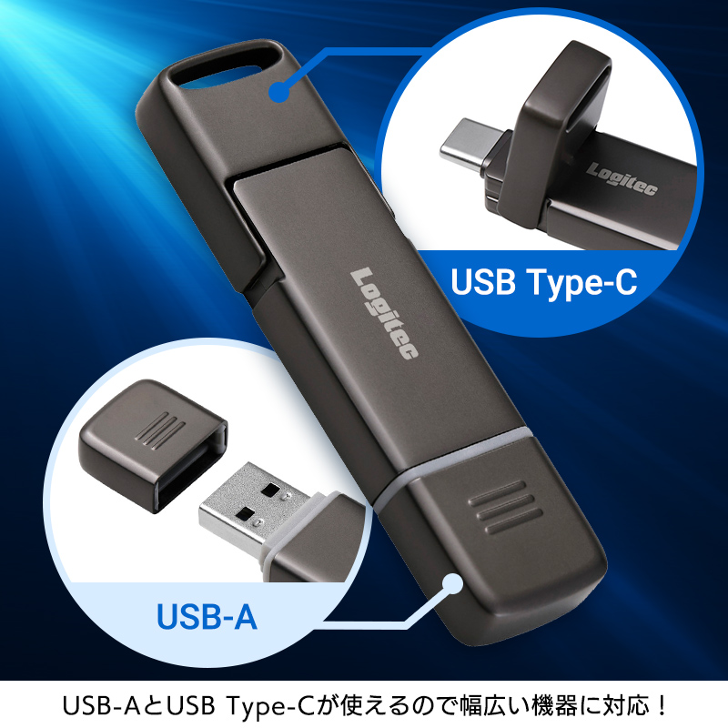 SSD 外付け 250GB Android iPhone 対応 USB Type-A / USB Type-C USB-C 両挿し 画像編集ソフト PhotoDirector 付属 スティック型 コンパクト USBメモリサイズ USB3.2 Gen2 PS5 動作確認済 ロジテック LMD-SPF025UAC