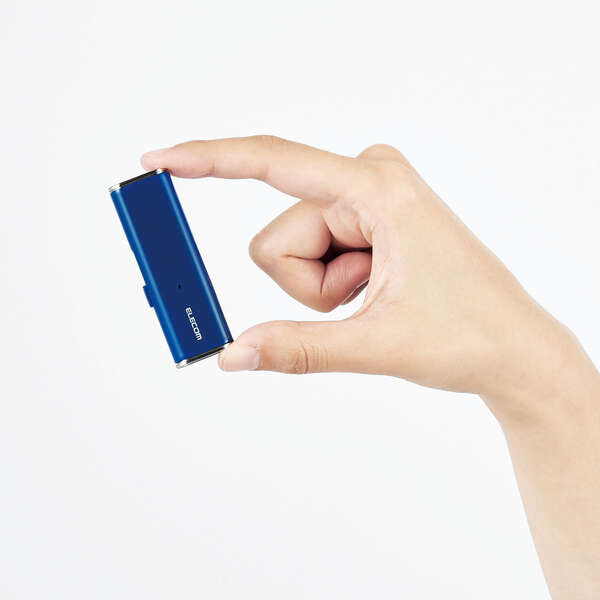 エレコム 超小型スライド式 外付けポータブルSSD 250GB ブルー	【ESD-EMN0250GBUR】