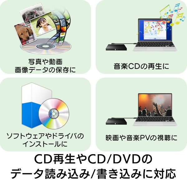 Windows Mac 対応 ポータブル DVD CD ドライブ USB Type-C ケーブル付 ソフトなし Windows11 書き込み 読み込み バスパワー 超薄型 超軽量 M-Disc対応 1年保証 LDR-LPXAW8CU2NB