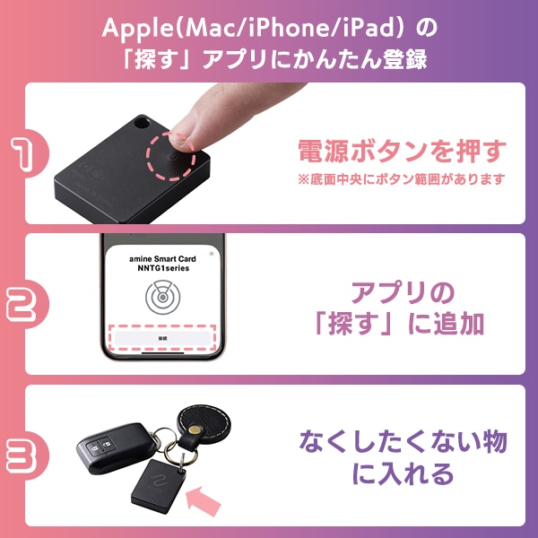 最大5年 使い切り スマートタグ スマートトラッカー 紛失防止タグ iPhone iPad 用 忘れもの防止タグ GPS 位置確認 追跡 探し物発見 iOS スマホ タグ型【メール便送料無料】LGT-LWNNTG1BKA