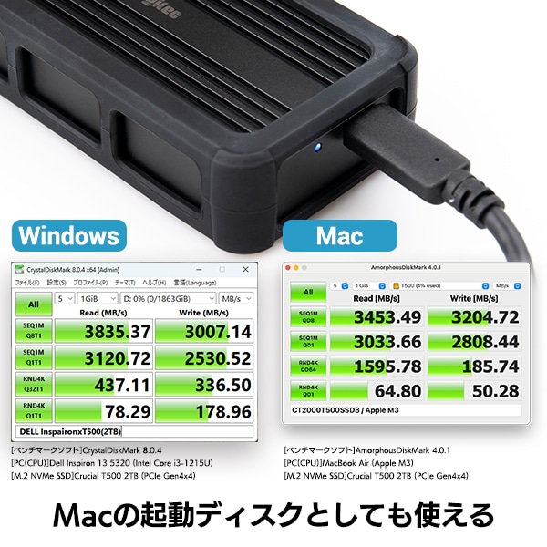 USB 4 M.2 NVMe ポータブル 外付け SSD ケース Type-C PCIe Gen3/Gen4 トンネリング 40Gbps  Thunderbolt 3/4 USB3.2/3.1/3.0 M-Key B&M-Key 放熱アルミニウムボディ 4TBまで Mac iPad Pro  Windows11 読み込み3,800MB/s 書き込み3,000MB/s LHR-LPNVWU4CD: SSD<<ロジテック ...