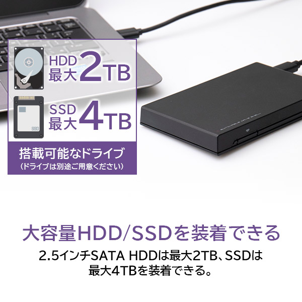 HDDケース（ハードディスクケース）SSDケース 2.5インチ USB3.2 Gen2 Type-C ポータブル ソフト付き【LHR-PBSUCS】