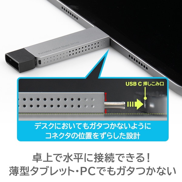 薄型 スリム スティック型 高速 コンパクト 外付け SSD 250GB 読込速度1000MB/ 秒 Parallels Desktop for Mac付属 USB3.2 Gen2 PS5 動作確認済 USB メモリサイズ ロジテック【LMD-SPDH025UCS】