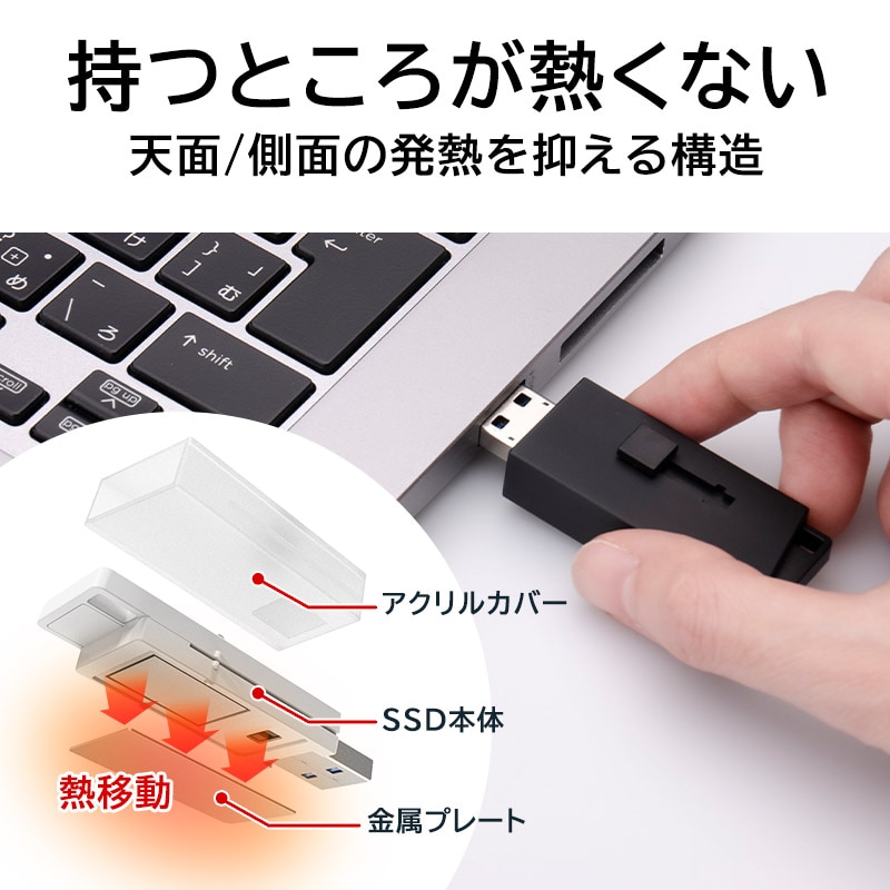 【メール便送料無料】ロジテック SSD 外付け 1TB USB3.2 Gen2 読込速度1000MB/秒 PS5 / PS5 Pro / PS4 動作確認済 USBメモリサイズ【LMD-SPBH100U3BK】