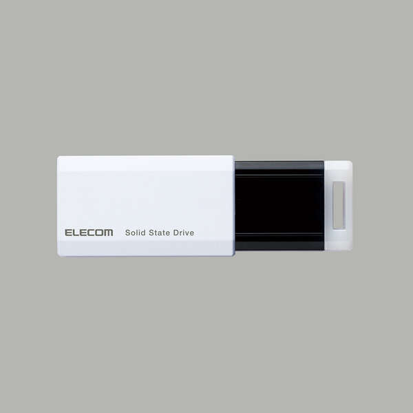 エレコム 超小型ノック式 外付けポータブルSSD 250GB ホワイト【ESD-EPK0250GWH】