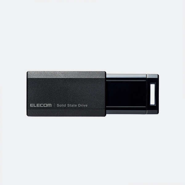 エレコム 超小型ノック式 外付けポータブルSSD 500GB ブラック【ESD-EPK0500GBK】