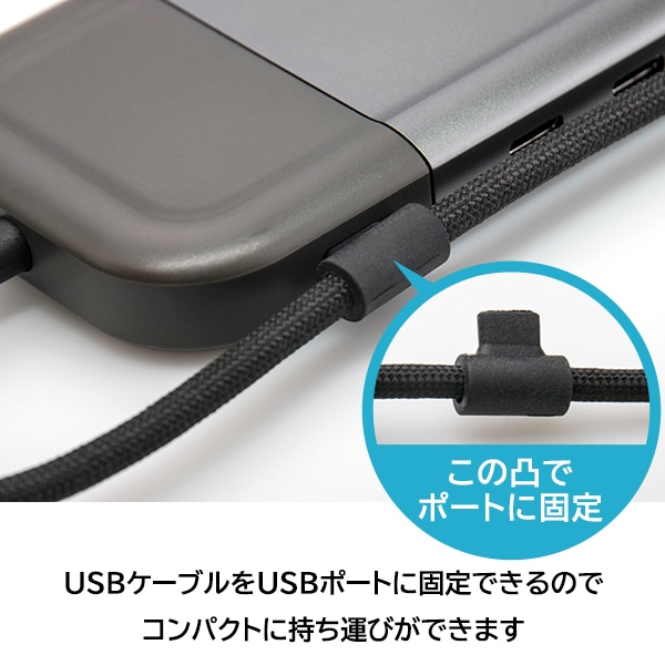 USB Type C ポータブル 6in1 ドッキングステーション HDMI ハブ タイプC Type A SD USB 3.2 Gen 1 変換アダプタ 4K ON OFF機能搭載 LHB-LPMWP6U3SS