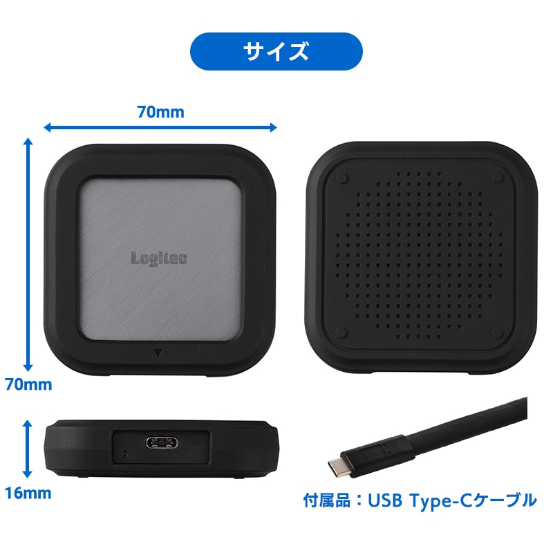 40Gbps USB4対応 外付け ポータブル SSD Type-C 最大読み込み3,000MB/s 最大書き出し速度2,700MB/s PS5 / PS5 Pro 動作確認済 USB4(Gen3x2) 1TB LMD-PBW010U4CBK