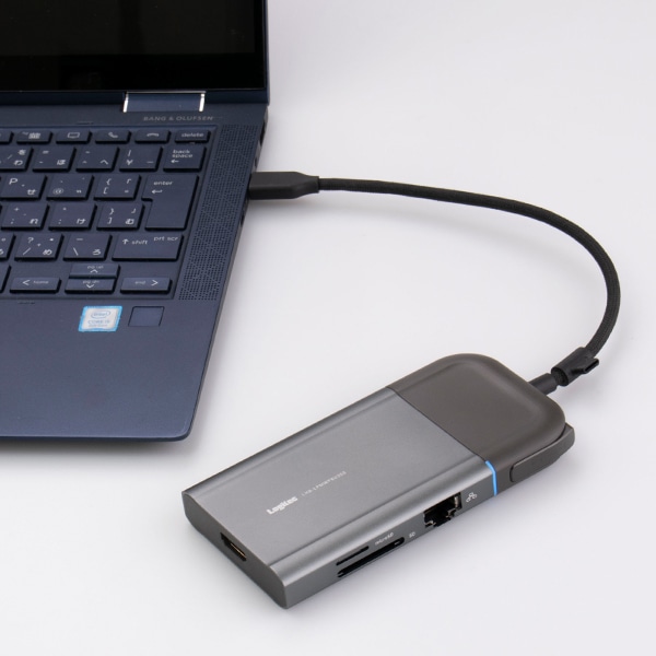 USB Type C ポータブル 8in1 ドッキングステーション HDMI ハブ タイプC Type A LAN SD USB 3.2 Gen 1 変換アダプタ 4K ON OFF機能搭載 LHB-LPMWP8U3SS