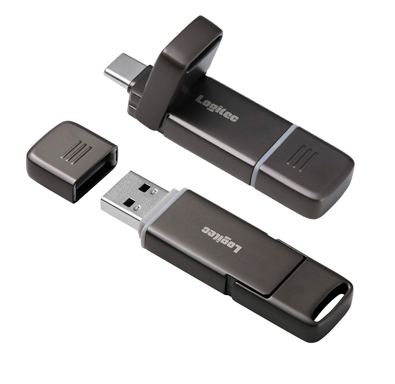 SSD 外付け 250GB Android iPhone 対応 USB Type-A / USB Type-C USB-C 両挿し 画像編集ソフト PhotoDirector 付属 スティック型 コンパクト USBメモリサイズ USB3.2 Gen2 PS5 動作確認済 ロジテック LMD-SPF025UAC
