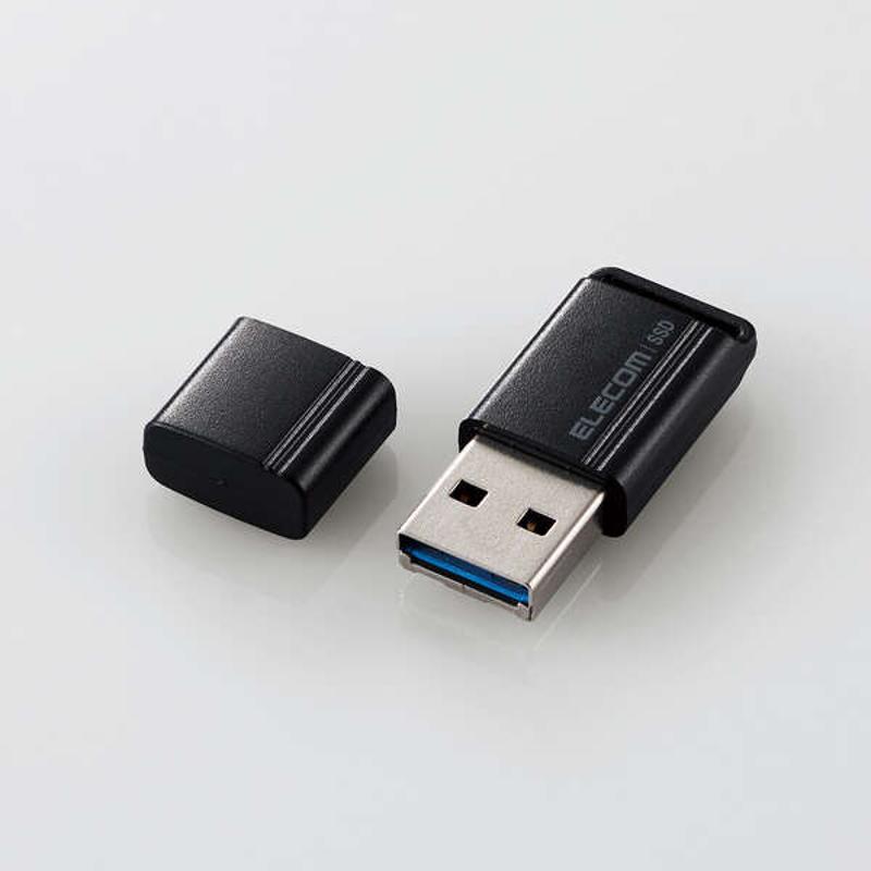 エレコム【 アウトレット 】 SSD 外付け 250GB ポータブル 超小型 キャップ式 USB3.0 USB3.2 Gen2 高速 読込 最大600MB/s テレビ録画 PS5対応 ブラック ESD-EXS0250GBK
