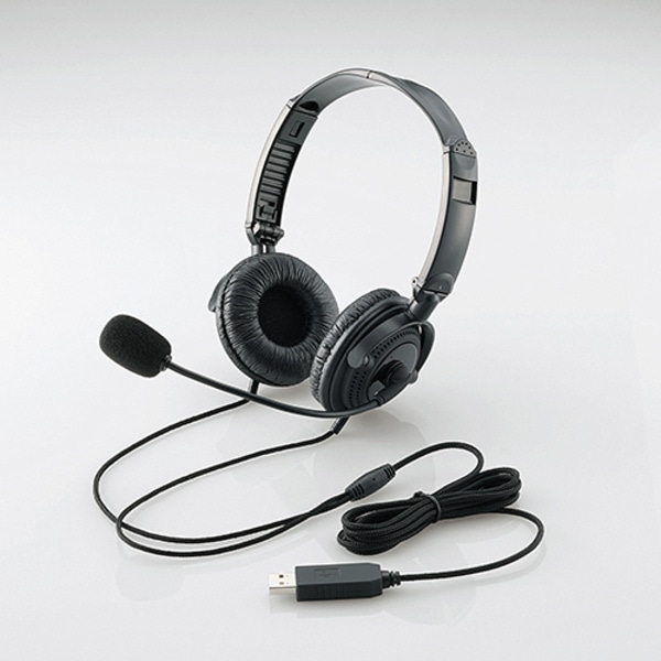 エレコム USBヘッドセット(両耳オーバーヘッド) ブラック 【HS-HP20UBK】