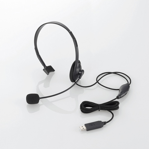 エレコム USBヘッドセット(片耳小型オーバーヘッドタイプ) ブラック 【HS-HP21UBK】
