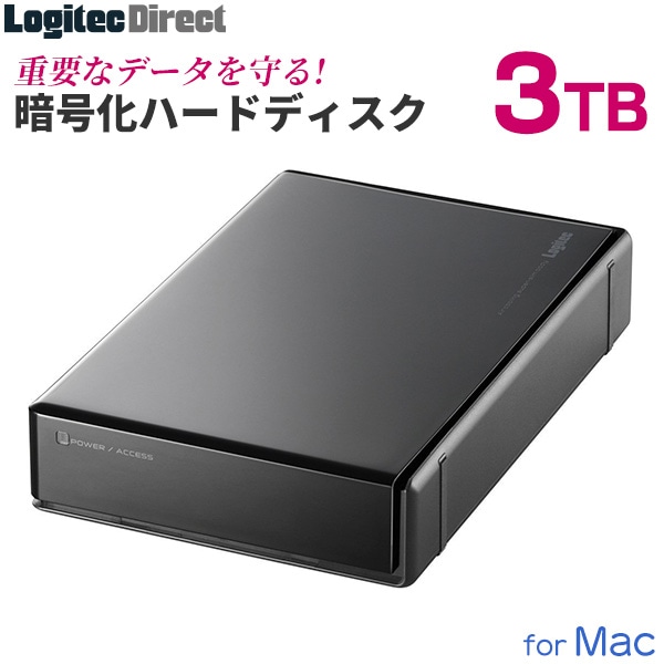 Mac専用 USB3.1(Gen1) / USB3.0 ハードウェア暗号化セキュリティ外付けハードディスク（HDD） 3TB 【LHD-EN30U3BSM】[公式店限定商品]