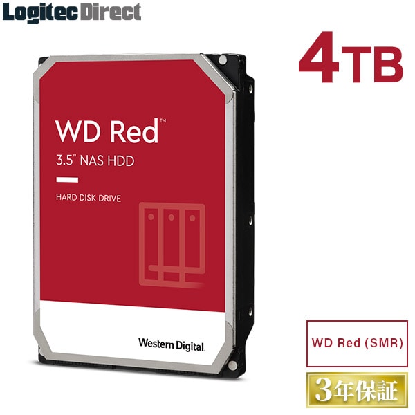 WD Red SMR 内蔵ハードディスク HDD 4TB 3.5インチ ロジテックの保証・無償ダウンロード可能なソフト付【LHD-WD40EFAX】 ウエデジ