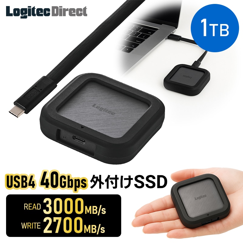 40Gbps USB4対応 外付け ポータブル SSD Type-C 最大読み込み3,000MB/s 最大書き出し速度2,700MB/s PS5 / PS5 Pro 動作確認済 USB4(Gen3x2) 1TB LMD-PBW010U4CBK
